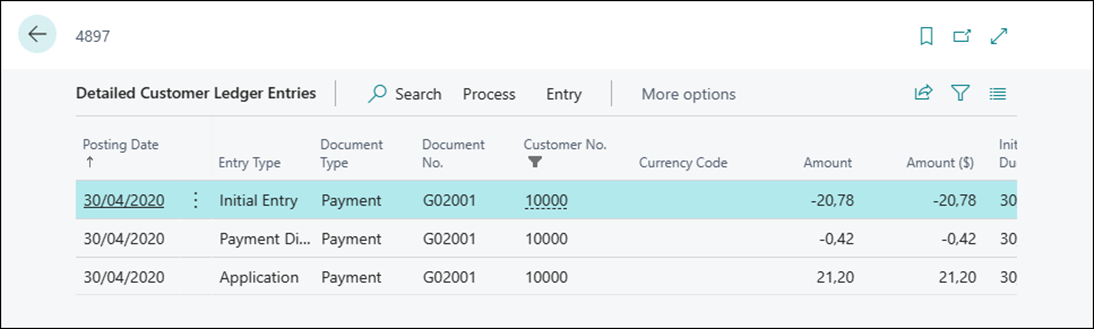 Capture d'&eacute;cran des entr&eacute;es client d&eacute;taill&eacute;es
