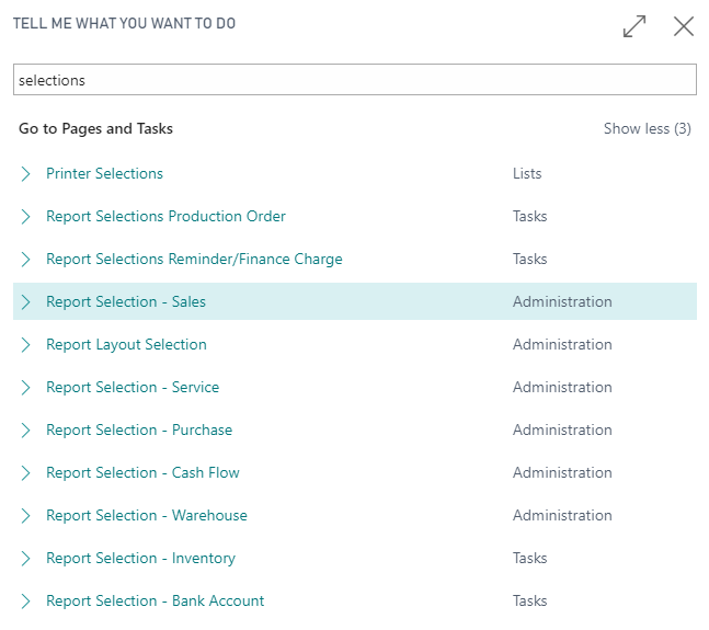 Capture d'&eacute;cran des r&eacute;sultats de la recherche S&eacute;lections de rapports.