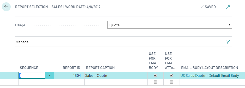 Capture d'&eacute;cran des ventes de s&eacute;lections de rapport.