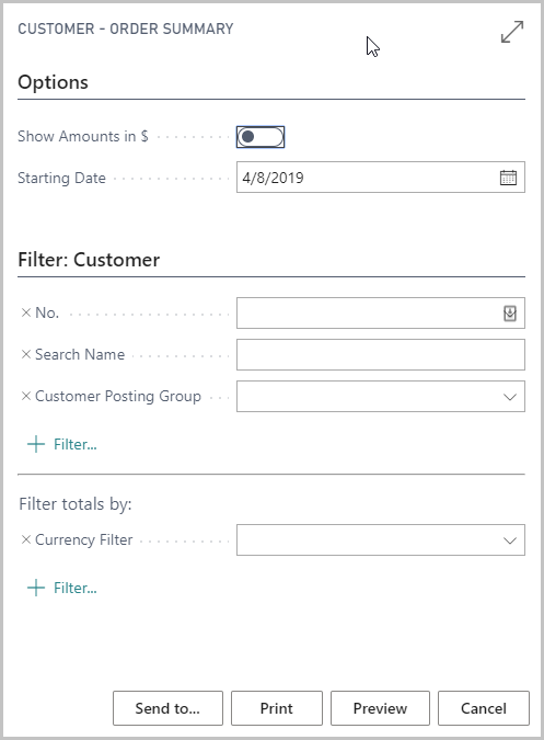 Exemple de capture d'&eacute;cran de la page de demande de rapport.