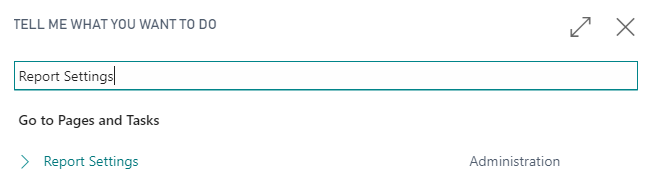 Capture d'&eacute;cran des r&eacute;sultats de la recherche des param&egrave;tres de rapport.