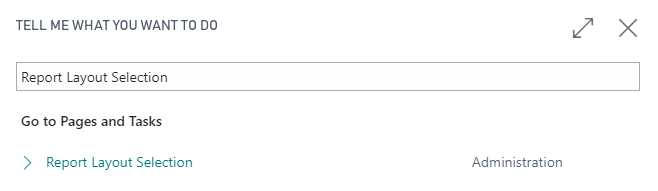 Capture d'&eacute;cran des r&eacute;sultats de recherche de s&eacute;lection de mise en page de rapport.